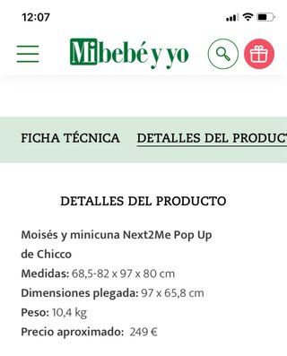 Minicuna Chicco Next 2 Me Pop Up Gris