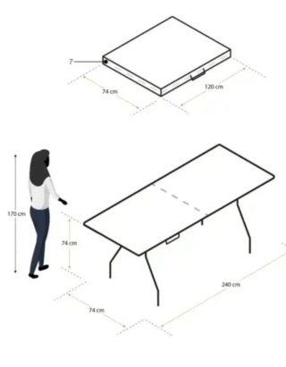 Mesa Plegable Picnic 240 x 74 x 74 cm 10 Personas