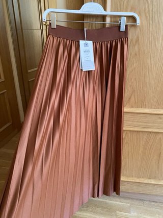 Falda plisada Vila marrón Talla XS