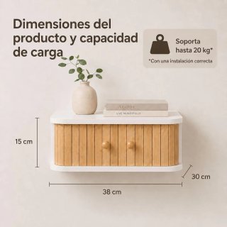 Mesitas de Noche Flotantes Blancas y Madera