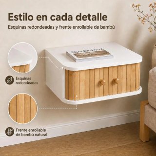 Mesitas de Noche Flotantes Blancas y Madera