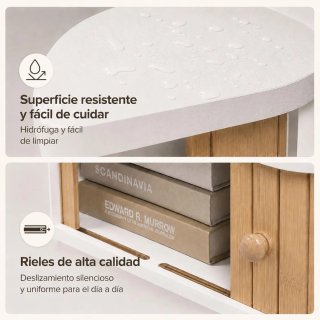 Mesitas de Noche Flotantes Blancas y Madera