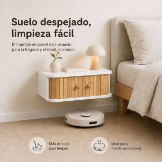 Mesitas de Noche Flotantes Blancas y Madera
