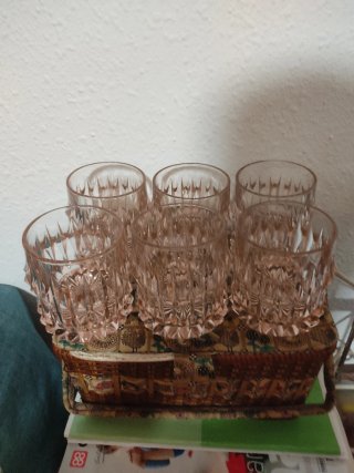 Juego 6 Vasos Cristal Rosa