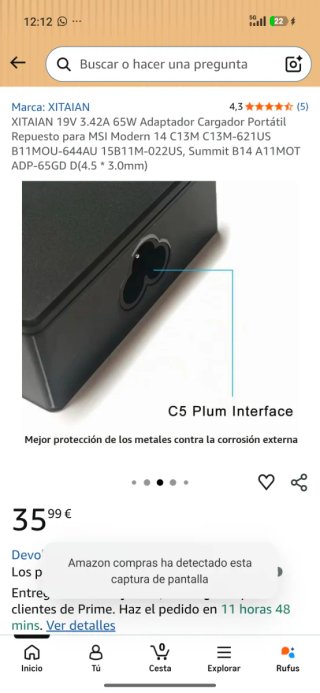 Cargador Portátil XITAIAΝ 19V 3.42A 65W