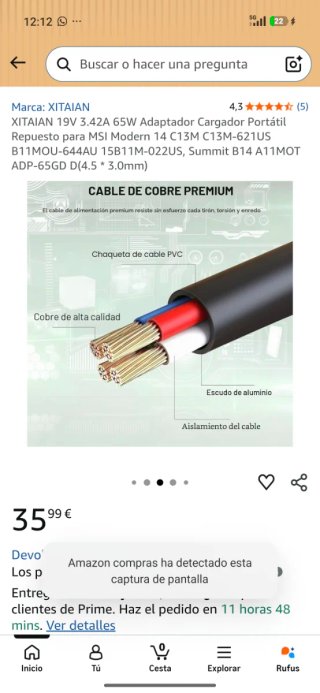 Cargador Portátil XITAIAΝ 19V 3.42A 65W