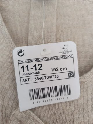 Vestido punto beige sin mangas lazo