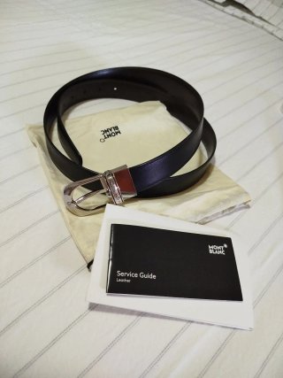 Cinturone Montblanc in pelle da uomo Nero/Argento