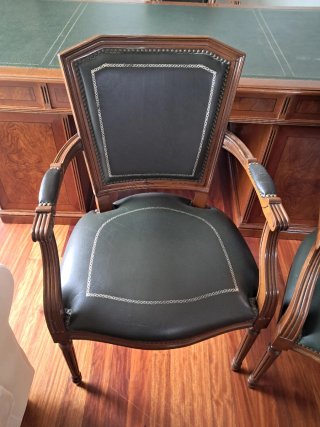 Mesa Escritorio Clásica Madera y Piel