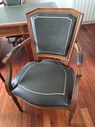 Mesa Escritorio Clásica Madera y Piel