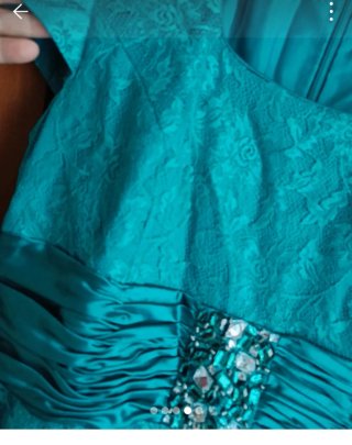 Vestido fiesta Zeila verde agua con pedrería