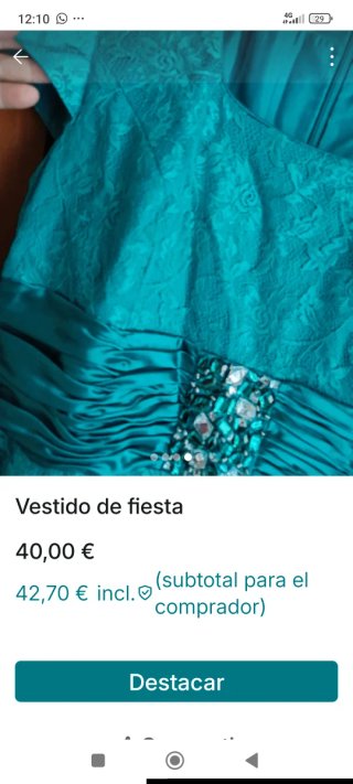 Vestido fiesta Zeila verde agua con pedrería