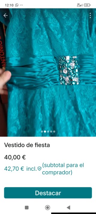 Vestido fiesta Zeila verde agua con pedrería