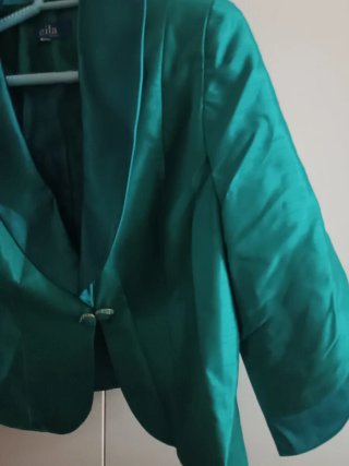 Vestido fiesta Zeila verde agua con pedrería