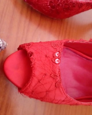 Conjunto zapatos y bolso fiesta rojo
