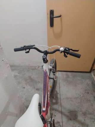 Bicicleta juvenil blanca y rosa