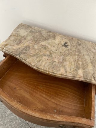 MESITA MADERA MÁRMOL MESA AUXILIAR LUIS XV ANTIGUA