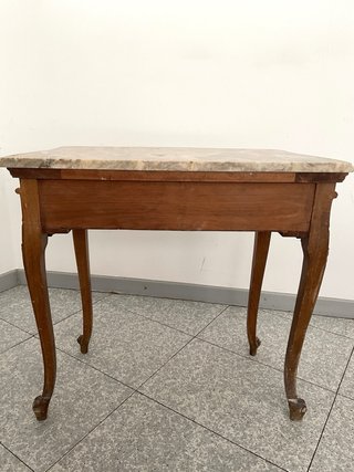 MESITA MADERA MÁRMOL MESA AUXILIAR LUIS XV ANTIGUA