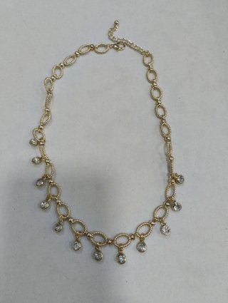 N696 Collana inox oro satinato con brillantini