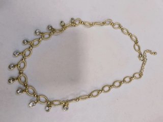N696 Collana inox oro satinato con brillantini