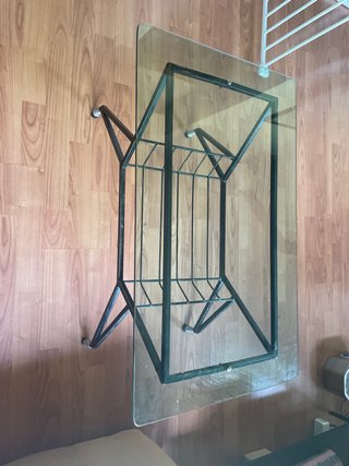 Mesa centro vintage cristal y metal