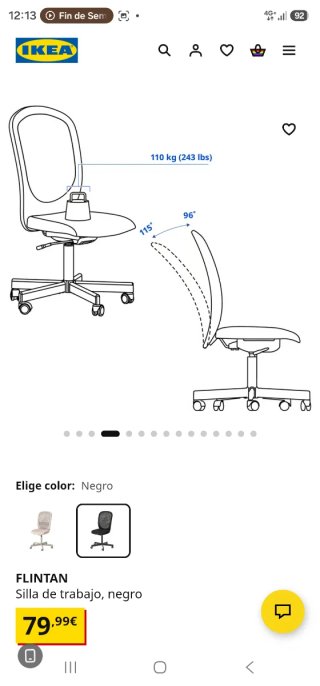 Sillas de oficina IKEA con ruedas en su caja.