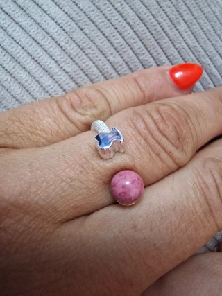 Anillo Oso Rosa y Plata