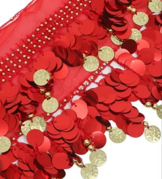 Danza Cadera serpentina araba e 2 sciarpe rosse
