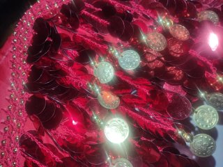Danza Cadera serpentina araba e 2 sciarpe rosse