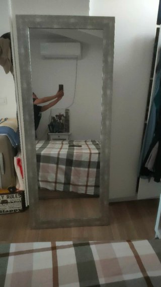 Espejo Grande Gris Madera