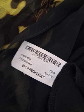 Vestido gasa Zara estampado verde y negro