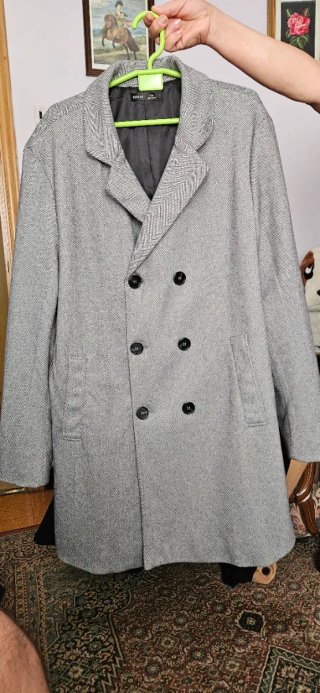 Abrigo largo hombre SHEIN gris espiga