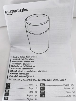 Molinillo Café Eléctrico Amazon Basics Negro