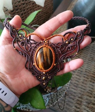 Collar Macramé Ojo de Tigre