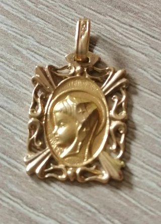 Medalla Virgen Niña Oro 18k Vintage