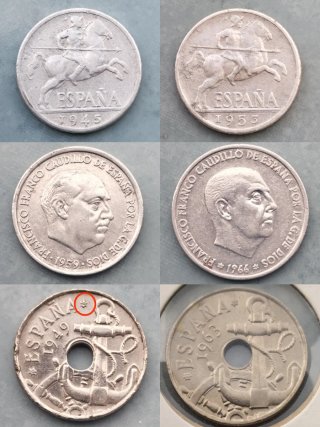 6 Monedas antiguas Estado Español