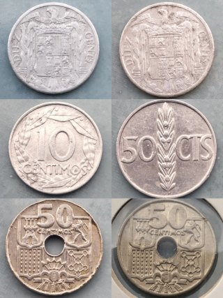 6 Monedas antiguas Estado Español