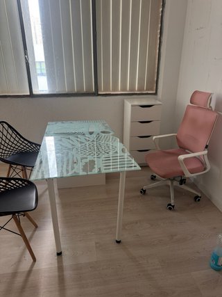 Conjunto oficina mesa cristal y silla