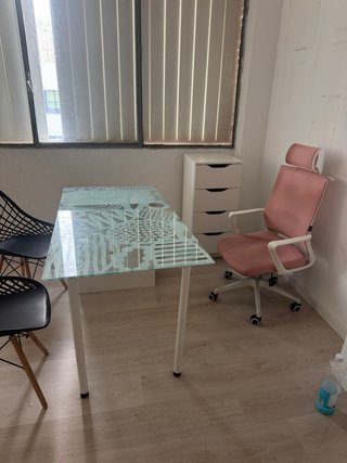 Conjunto oficina mesa cristal y silla