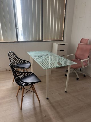 Conjunto oficina mesa cristal y silla