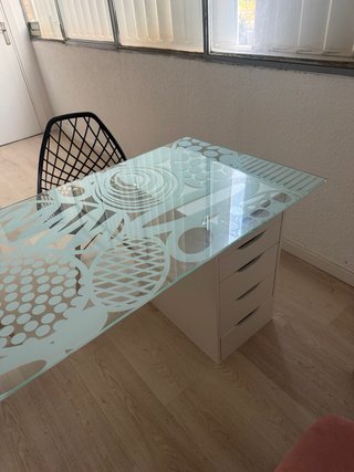 Conjunto oficina mesa cristal y silla