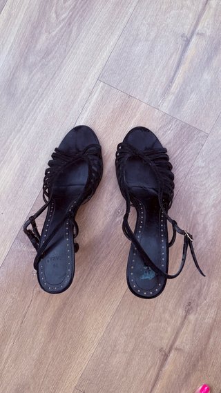 Sandalias Tacón Zara Negras Talla 39