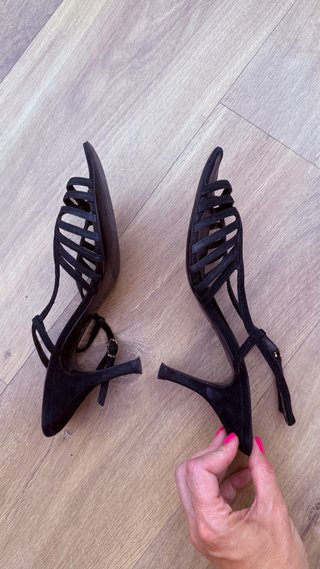 Sandalias Tacón Zara Negras Talla 39
