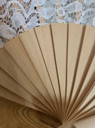 Abanico de encaje blanco con detalle rosa