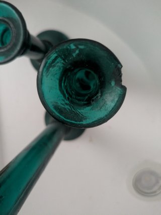 Candelabros de cristal verde vintage