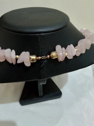 Collana Quarzo Rosa e Perline Dorate e madreperla!