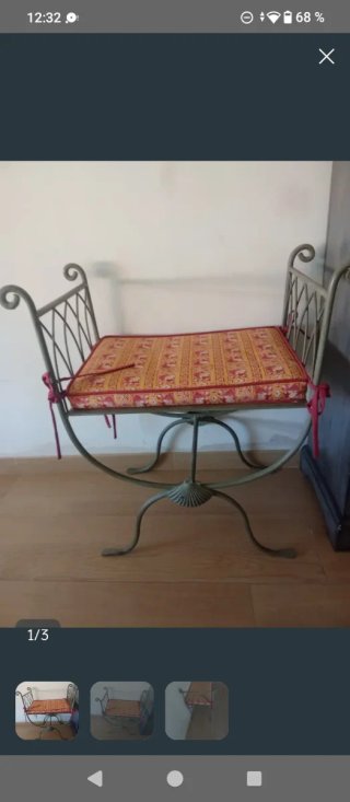 Sillón vintage forja y tela estampado