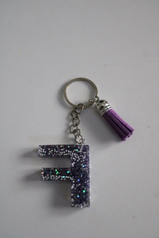 Porta-chaves Letra F Resina Glitter