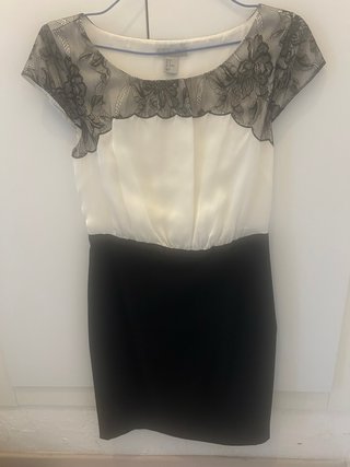 Vestido H&M Blanco y Negro Encaje Talla S
