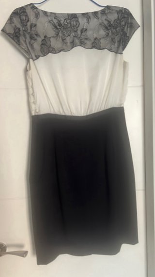 Vestido H&M Blanco y Negro Encaje Talla S